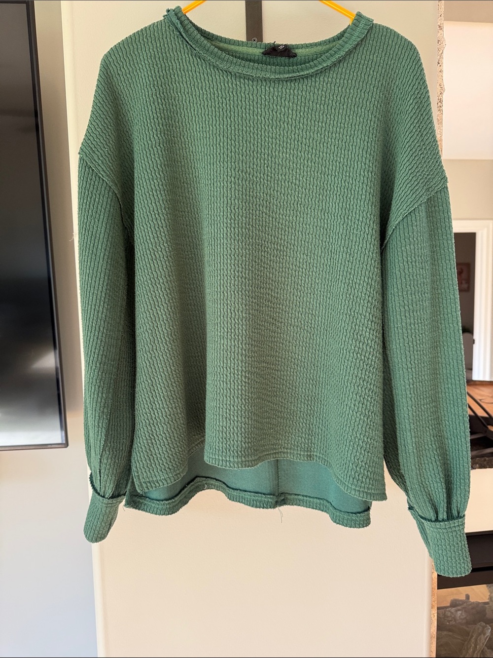 Blu Pepper Olive Green Knit Crew Sweater